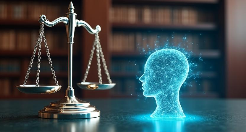 法典とAIネットワークを表現したシンボリックなイメージ